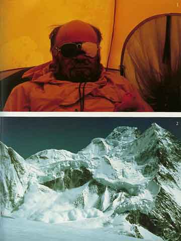 
Top: A Snowblind Kurt Diemberger At 7000m On Descent From Broad Peak Summit. Bottom: Avalanche On Broad Peak 1984 - Endless Knot: K2 Mountain Of Dreams And Destiny book
